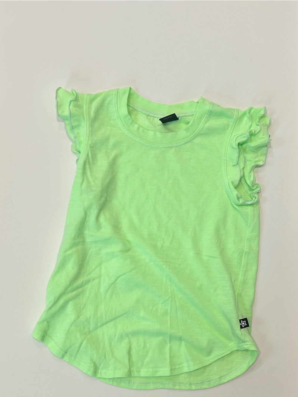 Pixielane Neon Lime Ruffle Sleeve Tee, Size 4